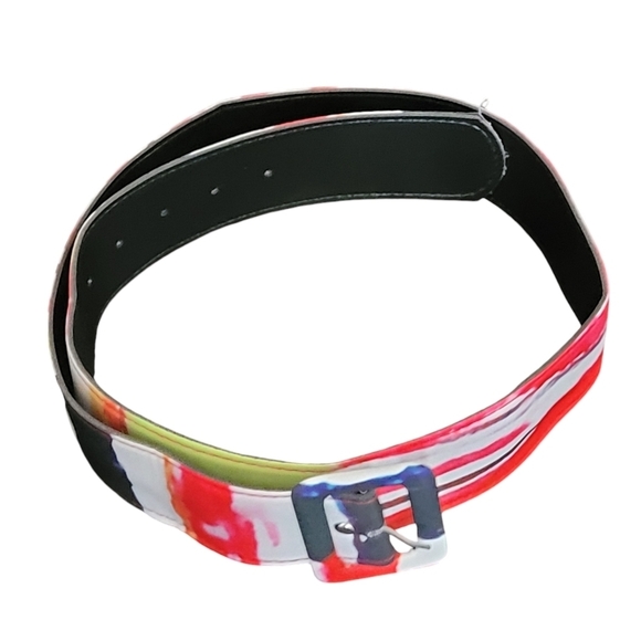 Boutique Colorful Printed 3/4 Sleeve Party Shirt Dress Stand Collar Belt Long - Picture 12 of 12